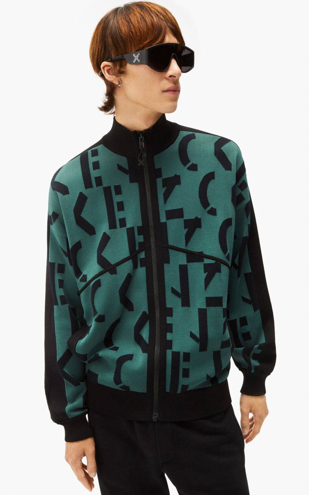 Kenzo monogram Spor Ceket Erkek Koyu Yeşil | 3451-FJABE